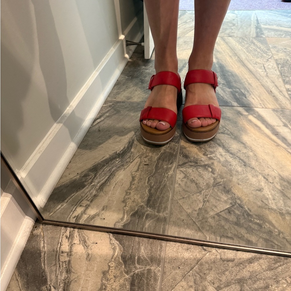 Caslon Red Platform Sandals with Chunky Sole